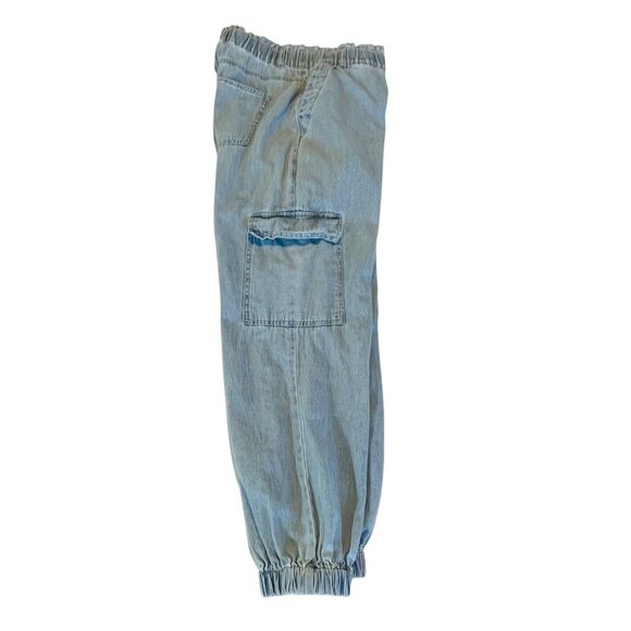 Tgla Womens Elastic Waist Pull Ons Light Blue Denim Cargo Joggers Small S - Picture 4 of 9